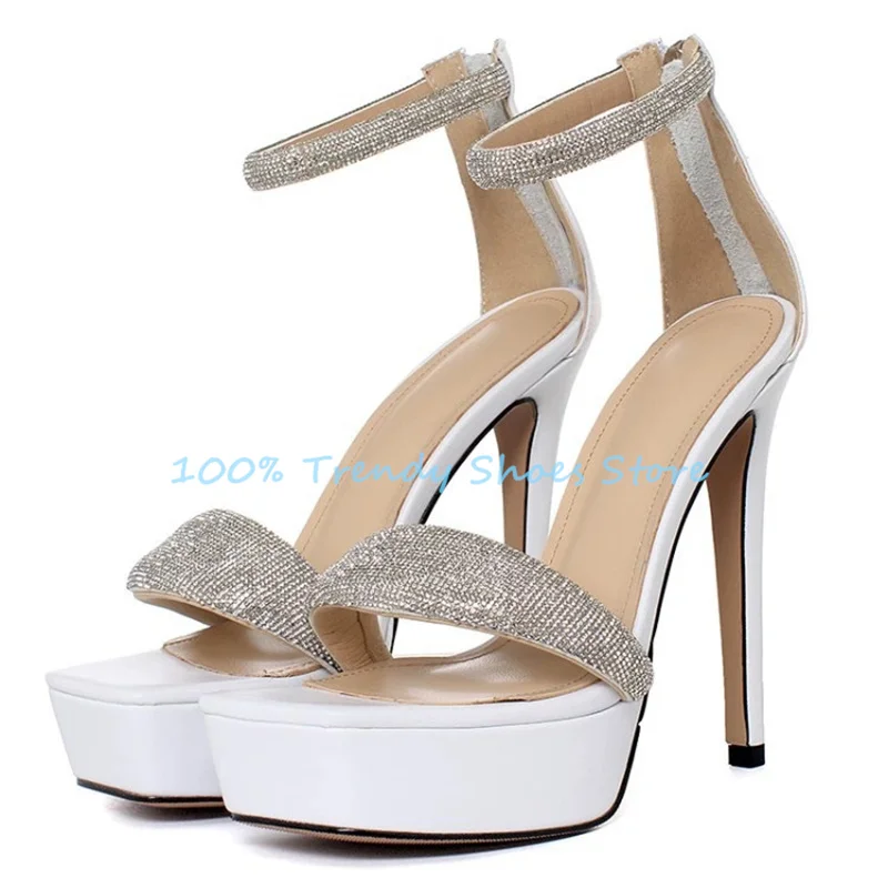 Sexy Rhinestone One-Strap 13Cm High Heel Women Sandals Peep Toe Chunky Platform Stiletto Ankle Strap Crystal Pumps for Ladies
Sexy Rhinestone One-Strap 13Cm High Heel Women Sandals Peep Toe Chunky Platform Stiletto Ankle Strap Crystal Pumps for Ladies