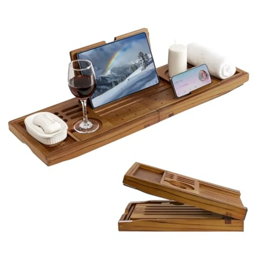 Luxury Bathtub Tray - Foldable Bath Caddy with Expandable Handles Wine Glass and Phone Holder Book Stand - Enhance Home Spa Exp
Luxury Bathtub Tray - Foldable Bath Caddy with Expandable Handles Wine Glass and Phone Holder Book Stand - Enhance Home Spa Exp
