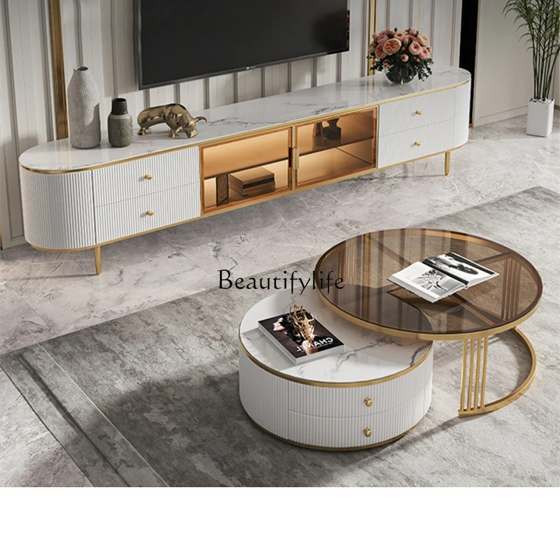 Modern simple living room small apartment light luxury rock panel TV cabinet coffee table combination
Modern simple living room small apartment light luxury rock panel TV cabinet coffee table combination