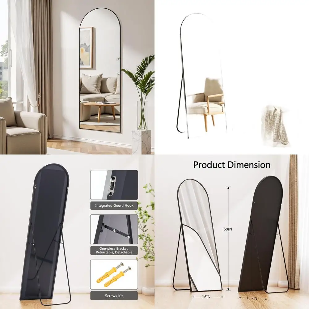 Зеркало напольное арочное 59 дюймов с подставкой, черное, идеально подходит для домашнего декора и спальни
Зеркало напольное арочное 59 дюймов с подставкой, черное, идеально подходит для домашнего декора и спальни