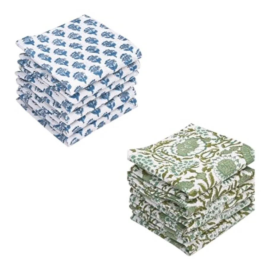 CPC Hand Block Printed Cotton Waffle Dish Cloth Bundle Set of 12 Kitchen Towels 12x12 Inch Super Absorbent Soft Reusable in Apa
CPC Hand Block Printed Cotton Waffle Dish Cloth Bundle Set of 12 Kitchen Towels 12x12 Inch Super Absorbent Soft Reusable in Apa
