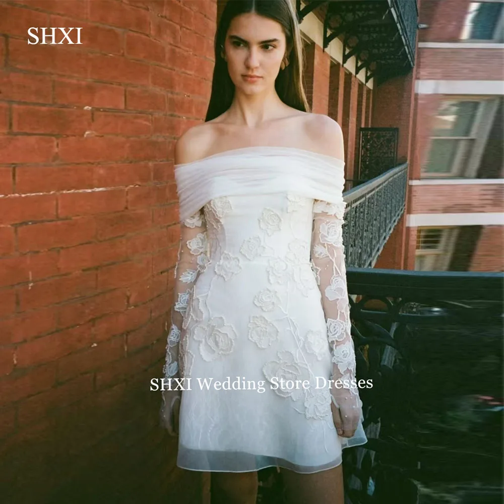 SHXI Romantic White One Shoulder Short Wedding Dress 3D Floral Embroidery Tulle Skirt Satin Urban Party Bride Gown Customize
SHXI Romantic White One Shoulder Short Wedding Dress 3D Floral Embroidery Tulle Skirt Satin Urban Party Bride Gown Customize