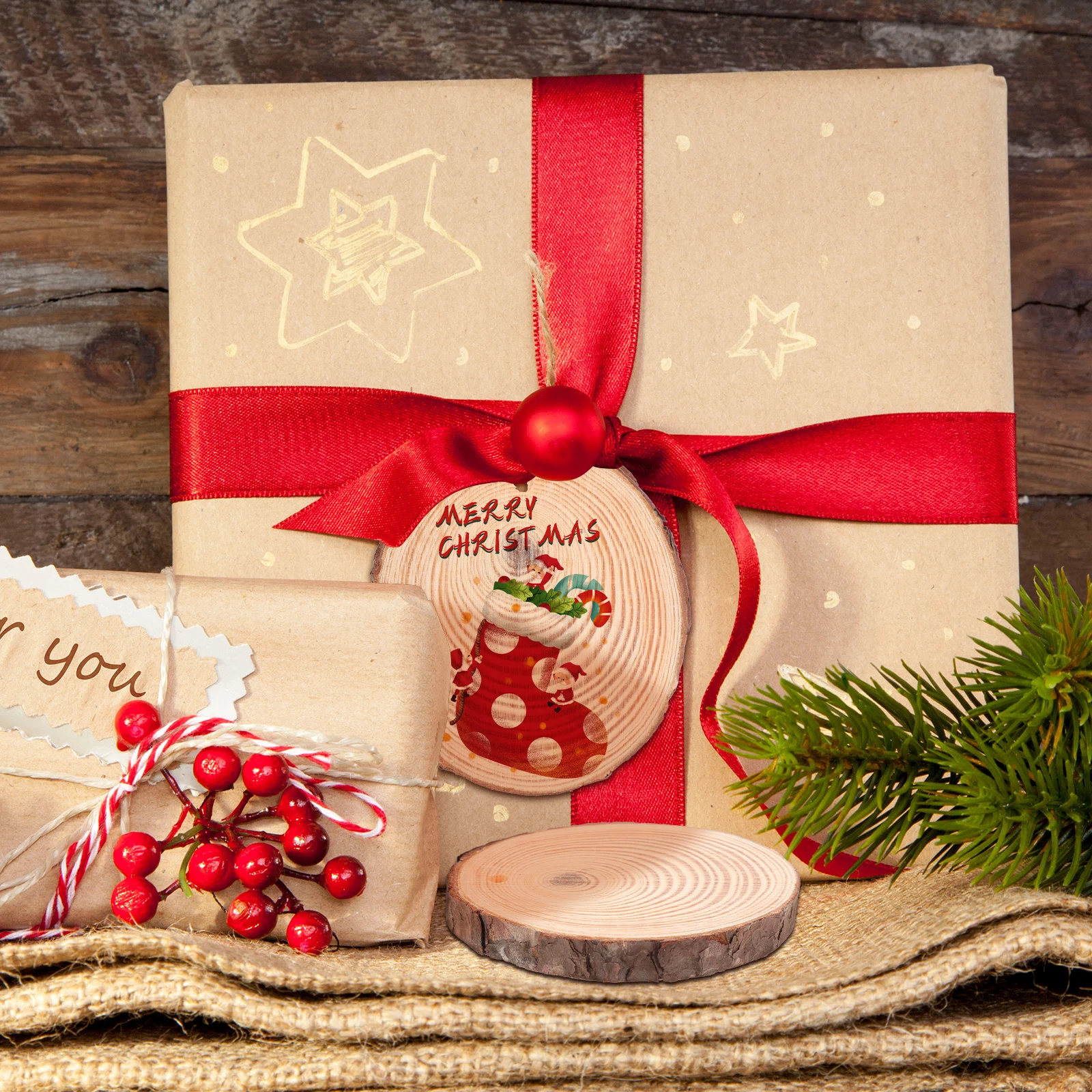 50Pcs Natural Wood Slices DIY Craft Circles Rustic Wooden Rounds with Pre-Drilled Holes Jute Twine for Painting Ornaments
50Pcs Natural Wood Slices DIY Craft Circles Rustic Wooden Rounds with Pre-Drilled Holes Jute Twine for Painting Ornaments