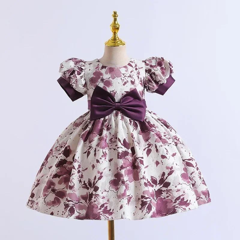 0-6 Year Old Girl Baby Wedding Flower Girl Dress Printed Big Bow Christmas Performance Dress Girl Birthday Party Dress
0-6 Year Old Girl Baby Wedding Flower Girl Dress Printed Big Bow Christmas Performance Dress Girl Birthday Party Dress