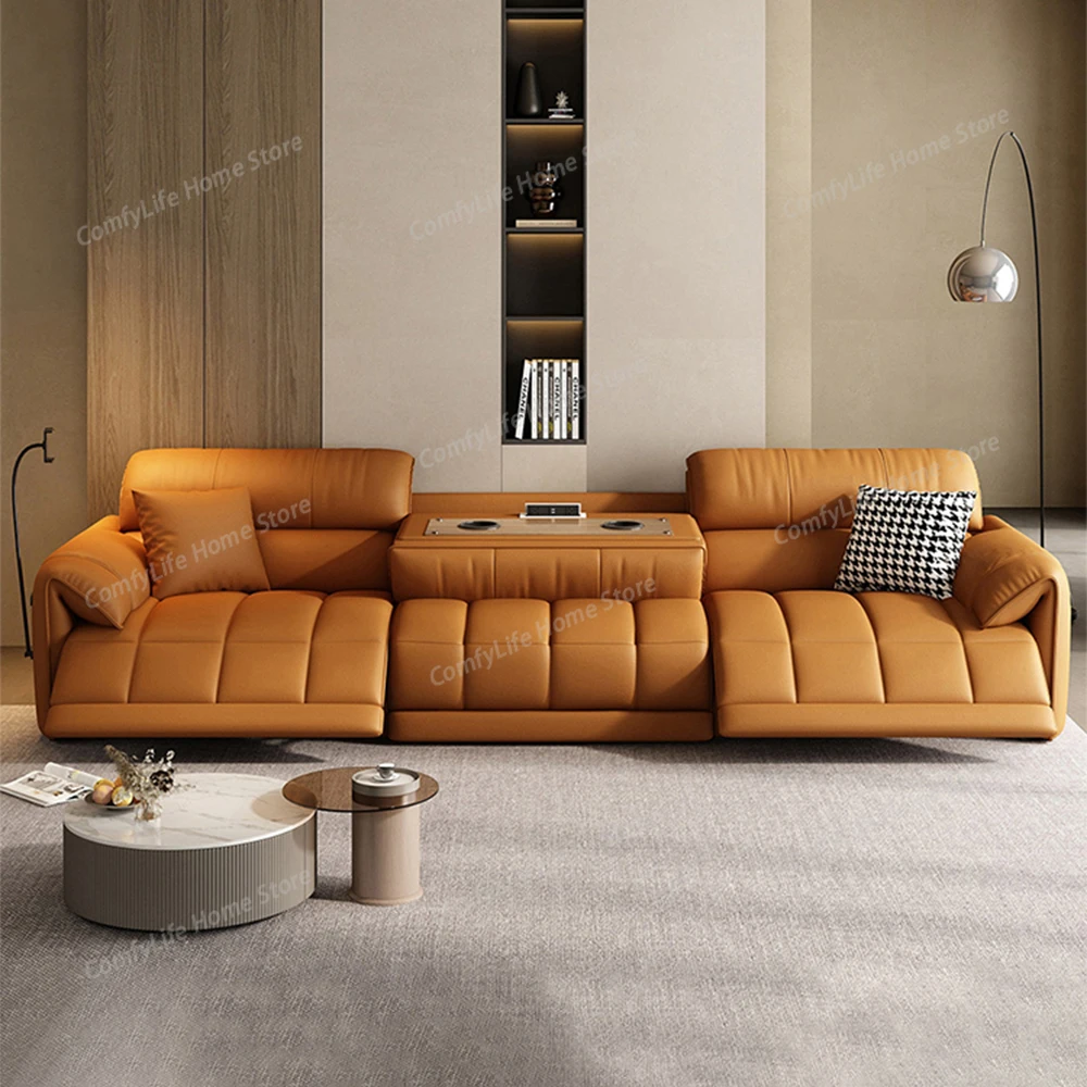 Modern Electric Reclining Sofa with Adjustable Footrest, USB, and Foldable Center Console – Italian Genuine Leather Power Sofa
Modern Electric Reclining Sofa with Adjustable Footrest, USB, and Foldable Center Console – Italian Genuine Leather Power Sofa