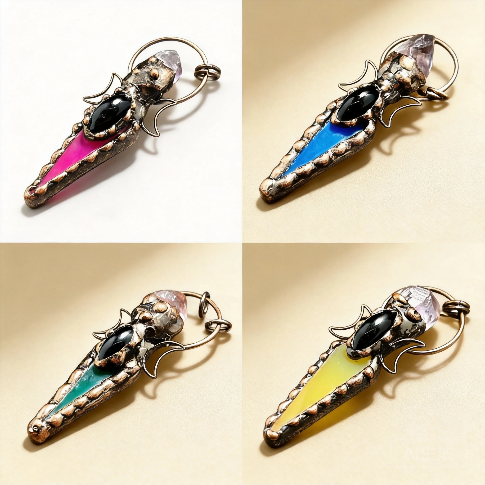 Chinese Style Lucky Blessing Amulet Agate Amethyst Raw Stone Double Moon Arrow Shaped Antique Bronze Plated Sweater Chain Pendan
Chinese Style Lucky Blessing Amulet Agate Amethyst Raw Stone Double Moon Arrow Shaped Antique Bronze Plated Sweater Chain Pendan