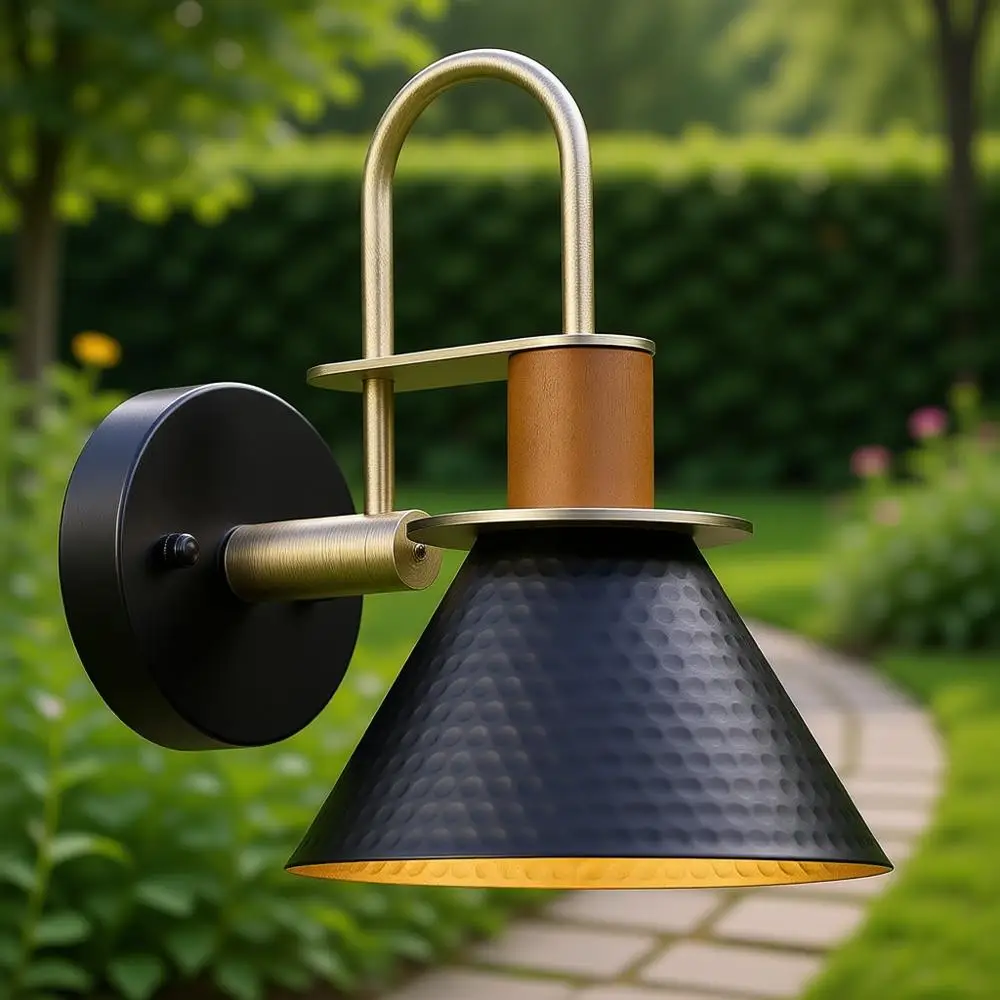 Черный настенный светильник, одинарный настенный светильник для ванной комнаты с абажуром из кованого металла, черно-золотое покрытие
Черный настенный светильник, одинарный настенный светильник для ванной комнаты с абажуром из кованого металла, черно-золотое покрытие