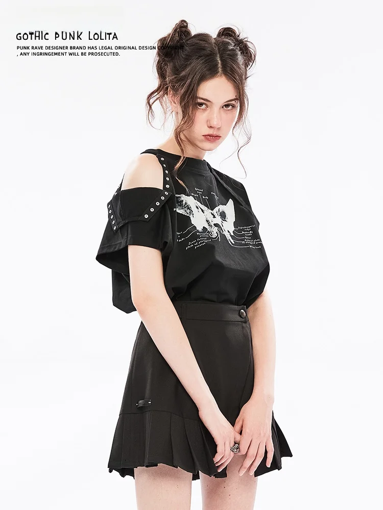 Pure Cotton Rock Shoulder Bared T Shirt Women Summer Short Sleeve Sweet Cool Design Top Punk Rave Brand Fashionable Female Wear
Pure Cotton Rock Shoulder Bared T Shirt Women Summer Short Sleeve Sweet Cool Design Top Punk Rave Brand Fashionable Female Wear
