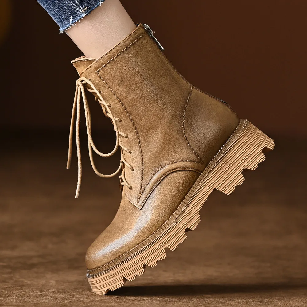 danxuefei women's genuine leather lace-up flats autumn ankle boots back zip gradient color retro female short motorcycle boots
danxuefei women's genuine leather lace-up flats autumn ankle boots back zip gradient color retro female short motorcycle boots