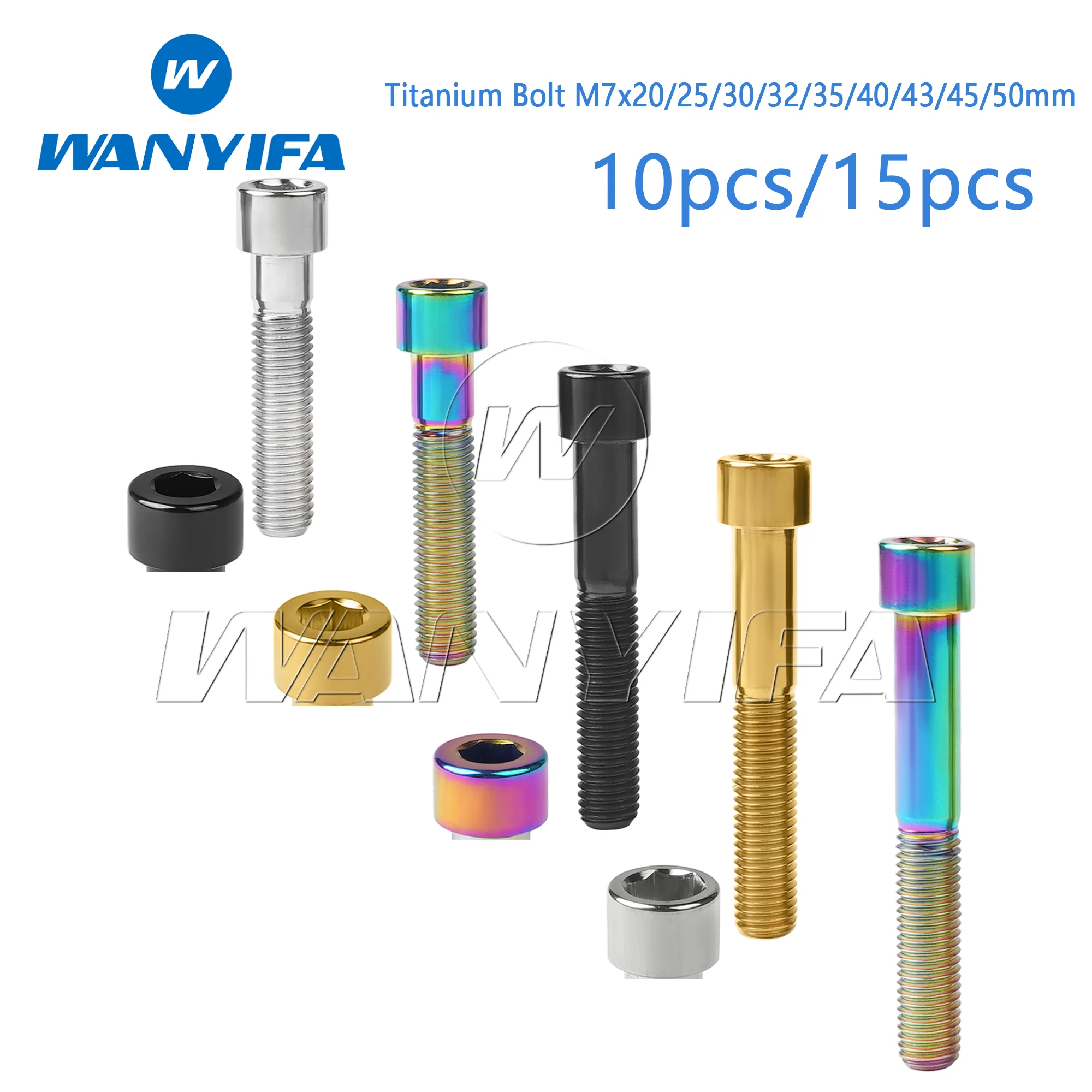 Wanyifa Titanium Bolts M7x20/25/30/32/35/40/43/45/50mm Hexagonal Wrench, Bicycle Conversion Bolt 10pcs/15pcs
Wanyifa Titanium Bolts M7x20/25/30/32/35/40/43/45/50mm Hexagonal Wrench, Bicycle Conversion Bolt 10pcs/15pcs