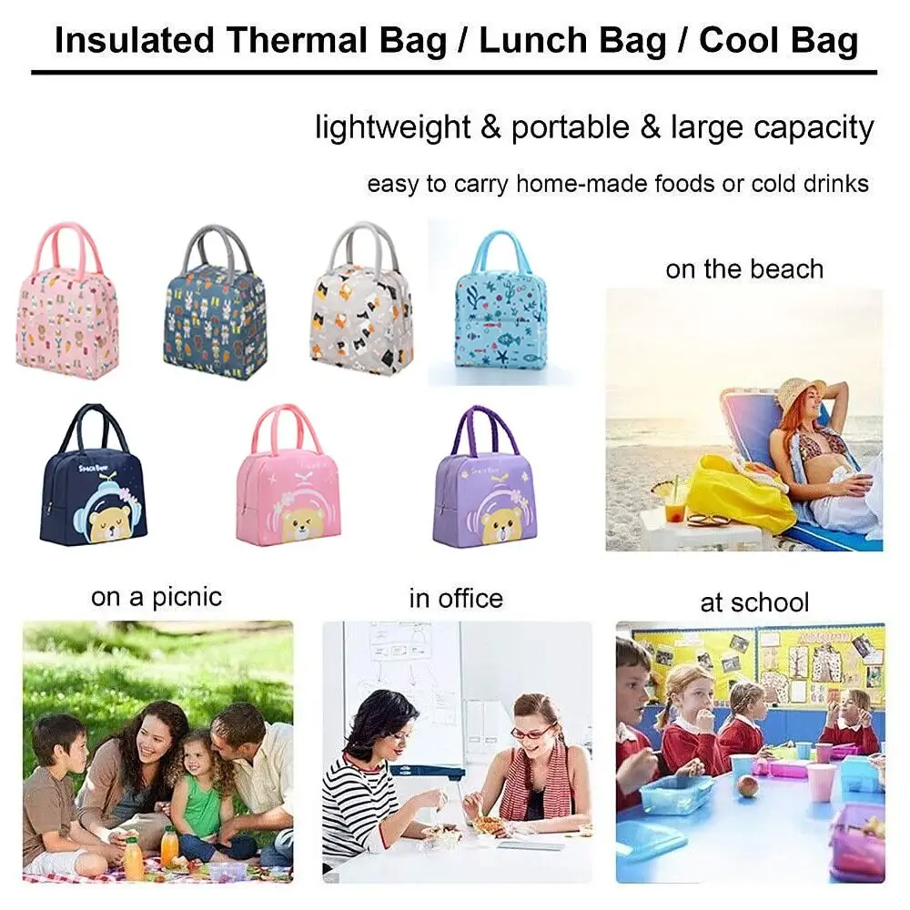 Cartoon Print Portable Insulated Lunch Bag Large Capacity Waterproof Thermal Lunch Package Food Fresh Lunch Box Organizer Office
Cartoon Print Portable Insulated Lunch Bag Large Capacity Waterproof Thermal Lunch Package Food Fresh Lunch Box Organizer Office