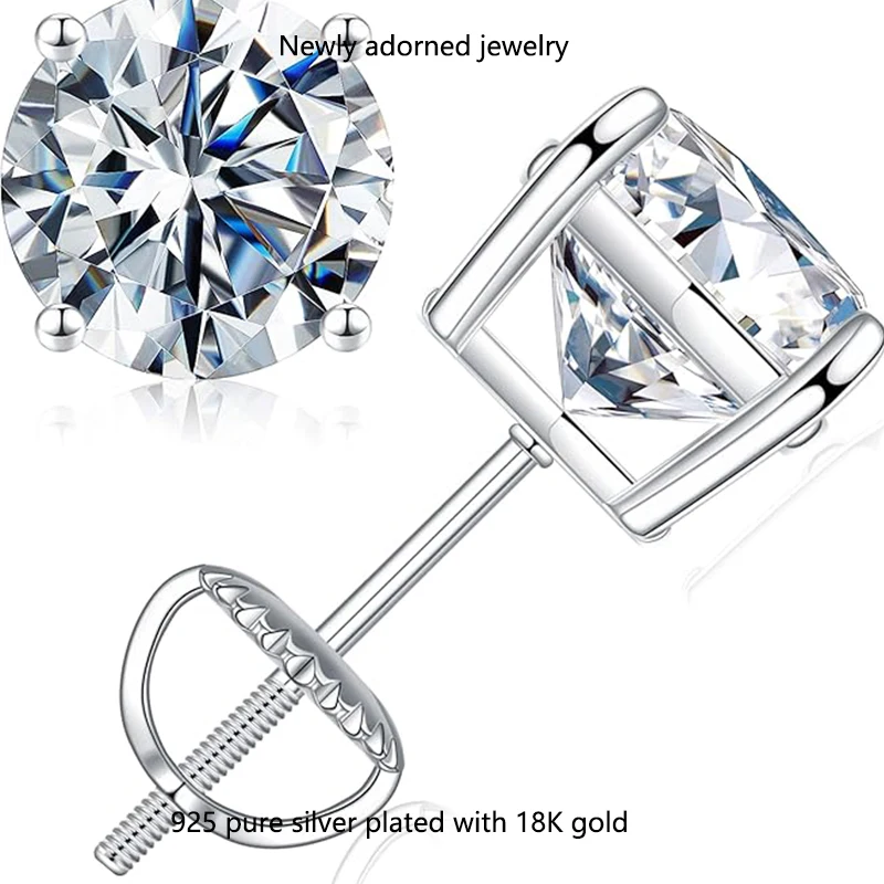 S925 sterling silver moissanite earrings in 0.1, 0.3, 0.5, 1, 2, or 3 carats, featuring a classic four-prong setting, suitable a
S925 sterling silver moissanite earrings in 0.1, 0.3, 0.5, 1, 2, or 3 carats, featuring a classic four-prong setting, suitable a
