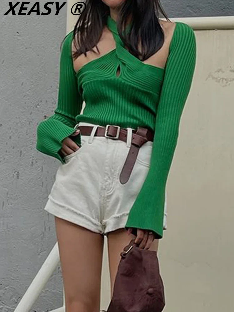 XEASY Knitted Pullover Women Clothing Long Sleeve Top Women Jumper Green Sweater Vintage Knit Tops
XEASY Knitted Pullover Women Clothing Long Sleeve Top Women Jumper Green Sweater Vintage Knit Tops