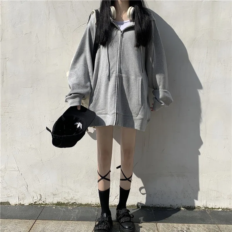 Women Zip Up Sweatshirt Casual Oversized Hooded Korean Style Hoodies Y2k Harajuku Solid Loose Long Sleeve Lady Thin Jacket Coats
Women Zip Up Sweatshirt Casual Oversized Hooded Korean Style Hoodies Y2k Harajuku Solid Loose Long Sleeve Lady Thin Jacket Coats