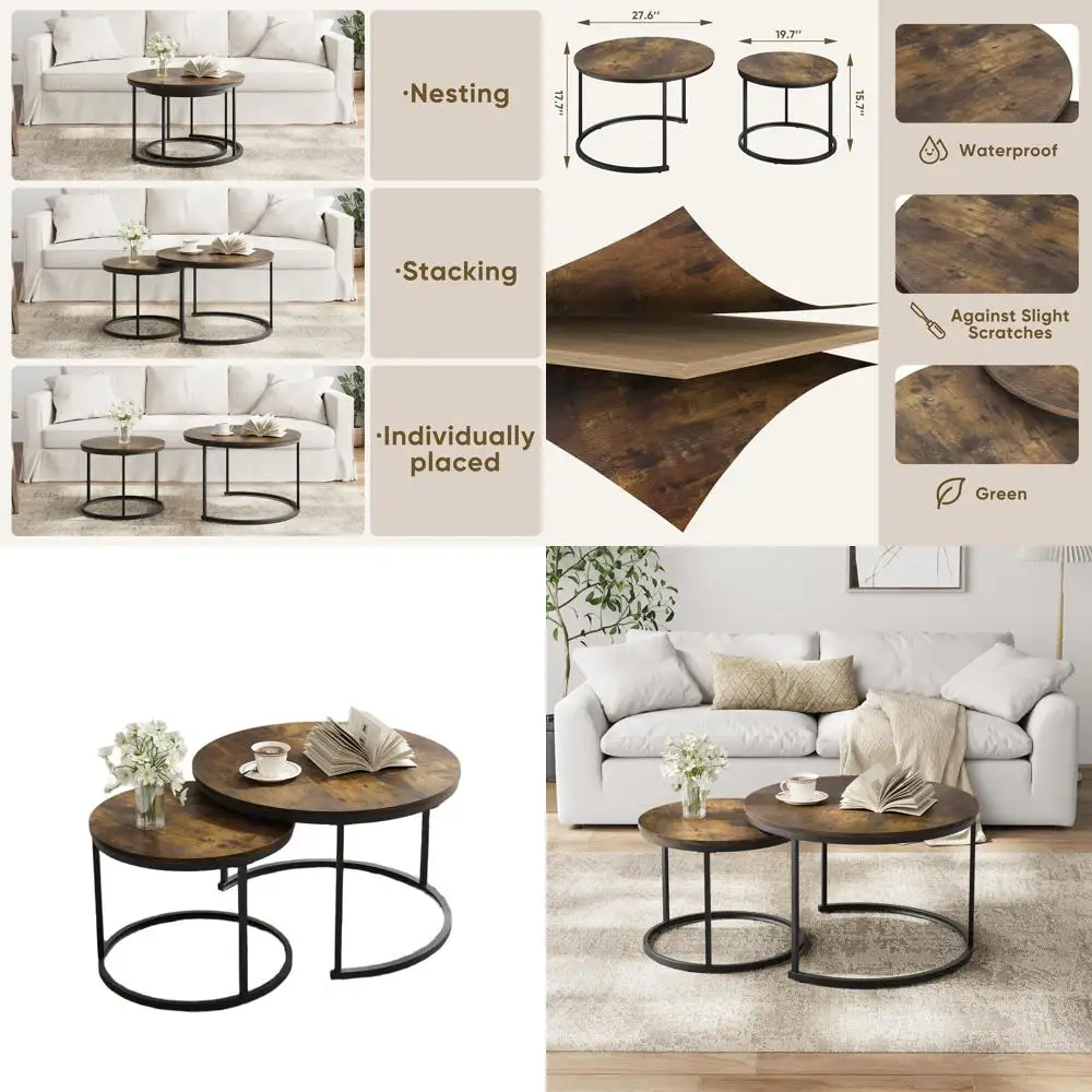 Комплект из 2 круглых деревянных кофейных столиков с мраморной столешницей и регулируемыми нескользящими ножками, подходит для индустриального стиля, гостиной, спальни или балкона.
Комплект из 2 круглых деревянных кофейных столиков с мраморной столешницей и регулируемыми нескользящими ножками, подходит для индустриального стиля, гостиной, спальни или балкона.