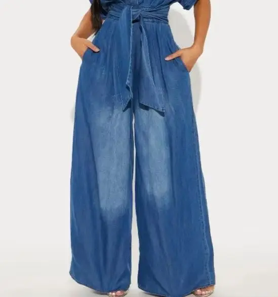 Jumpsuit Women 2025 Spring Solid Color Turn-Down Collar Short Sleeve Casual High Waist Pocket Design Lace Up Wide Leg Jumpsuit
Jumpsuit Women 2025 Spring Solid Color Turn-Down Collar Short Sleeve Casual High Waist Pocket Design Lace Up Wide Leg Jumpsuit