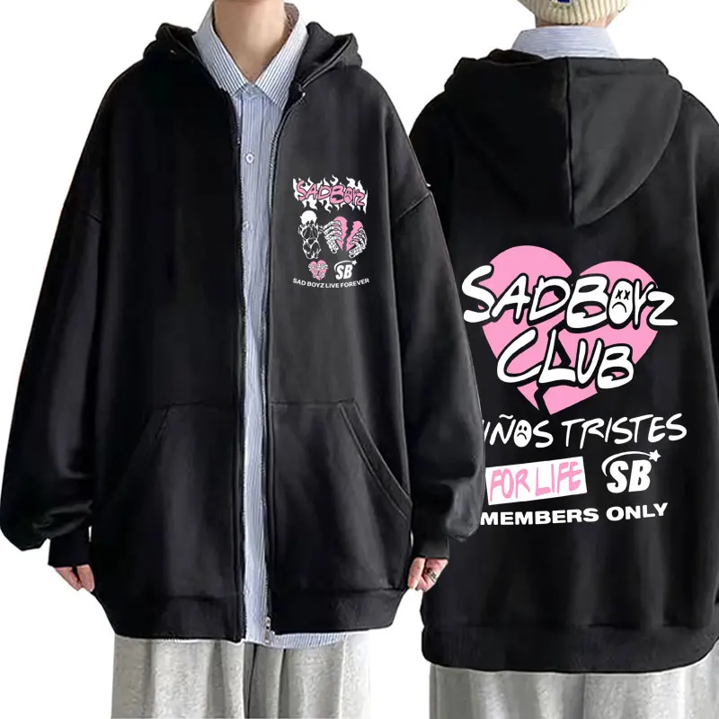 Junior H Sad Boyz Graphic Zipper Hoodie Men Women Fashion Oversized Streetwear Men's Hip Hop Zip Up Jacket Male Vintage Hoodies
Junior H Sad Boyz Graphic Zipper Hoodie Men Women Fashion Oversized Streetwear Men's Hip Hop Zip Up Jacket Male Vintage Hoodies