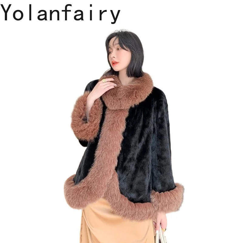 YOLANFAIRY Real Mink Spliced Fox Fur Coat Woman Winter 2025 Luxury Black Mink Fur Coats Women Elegant Warm Fur Jacket Outerwears
YOLANFAIRY Real Mink Spliced Fox Fur Coat Woman Winter 2025 Luxury Black Mink Fur Coats Women Elegant Warm Fur Jacket Outerwears