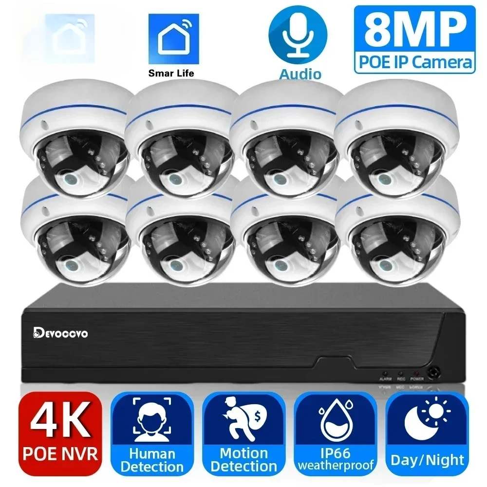 Smar Life 4K 8MP POE CCTV Security Camera System Waterproof 8CH NVR Kit IP Dome Cameras Human Detection Video Surveillance Kit
Smar Life 4K 8MP POE CCTV Security Camera System Waterproof 8CH NVR Kit IP Dome Cameras Human Detection Video Surveillance Kit