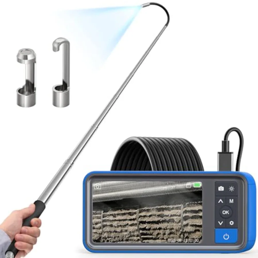Telescopic Endoscope Inspection Camera with Screen and Light, 4.5" IPS Display Borescope with 5FT Telescoping Pole, IP67 Waterp
Telescopic Endoscope Inspection Camera with Screen and Light, 4.5" IPS Display Borescope with 5FT Telescoping Pole, IP67 Waterp