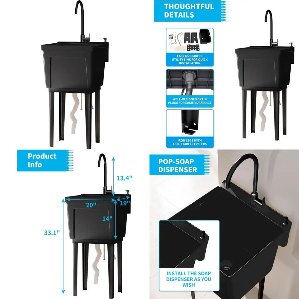 Freestanding 20x20x33.1 Laundry Tub with Adjustable Legs, Stainless Steel Hot&Cold Faucet for Bathroom Use
Freestanding 20x20x33.1 Laundry Tub with Adjustable Legs, Stainless Steel Hot&Cold Faucet for Bathroom Use