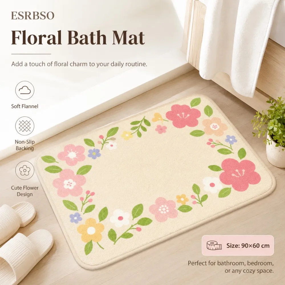 ESRBSO Pastel Floral Bath Mat Soft Flannel Rug Non Slip Floor Mat Cute Flower Rug for Bathroom Bedroom Kitchen 40x60-80x120cm
ESRBSO Pastel Floral Bath Mat Soft Flannel Rug Non Slip Floor Mat Cute Flower Rug for Bathroom Bedroom Kitchen 40x60-80x120cm