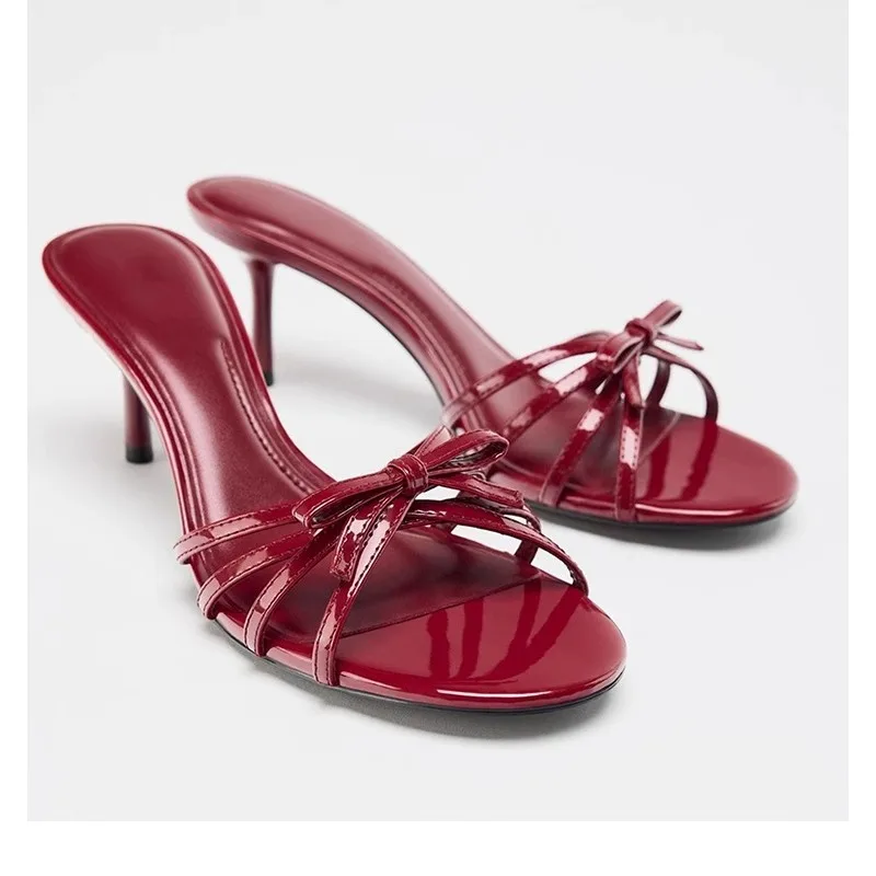Red Patent Leather Women Slippers Sandals Fashion Round Open Toe Thin High Heels Mules Slides Summer Party Dress Shoes
Red Patent Leather Women Slippers Sandals Fashion Round Open Toe Thin High Heels Mules Slides Summer Party Dress Shoes