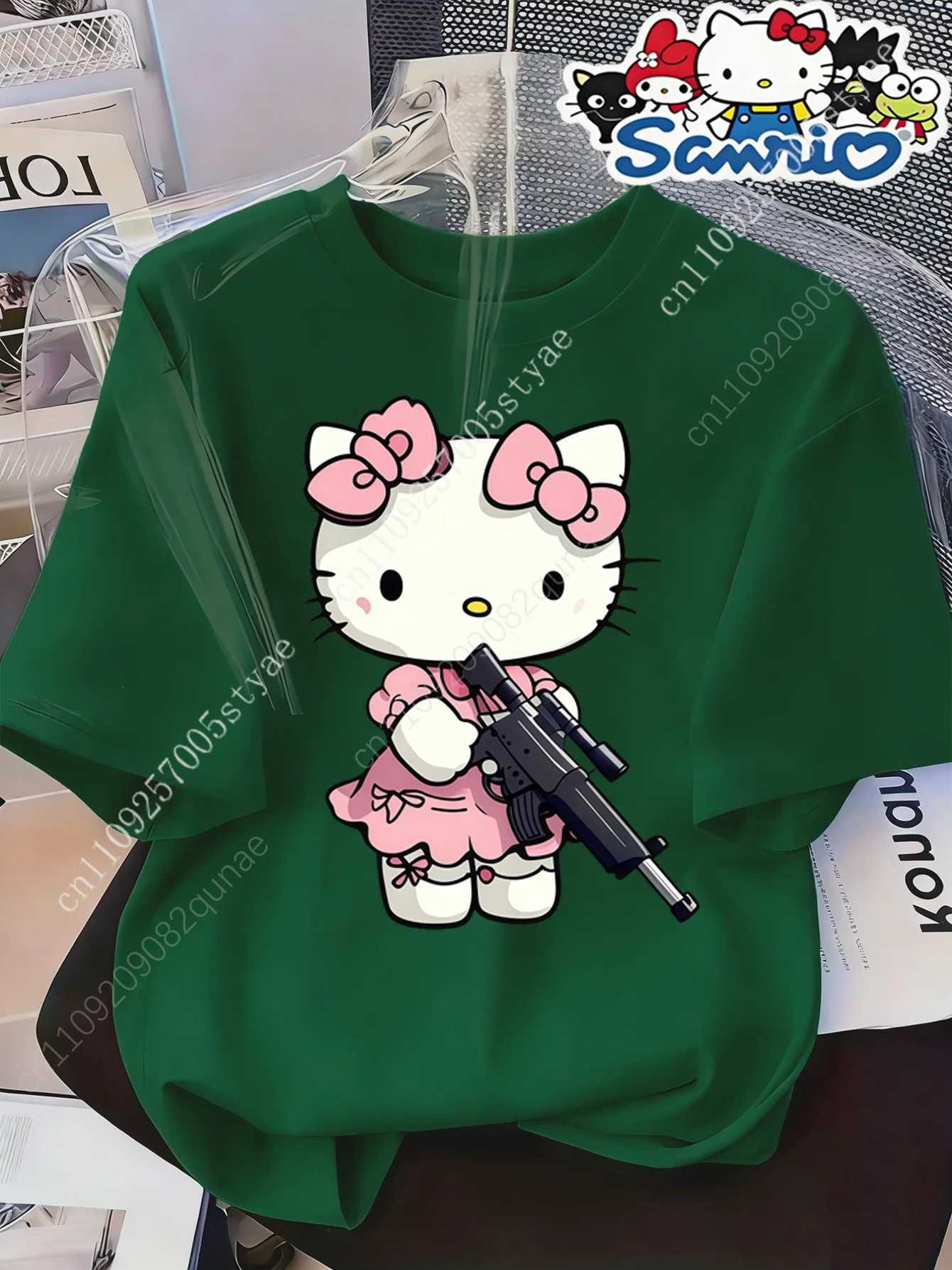 + "Kitty Cat with a Gun" Design Women'S Elegant Round Neck Short Sleeve Cosplay T-Shirt Versatil
+ "Kitty Cat with a Gun" Design Women'S Elegant Round Neck Short Sleeve Cosplay T-Shirt Versatil