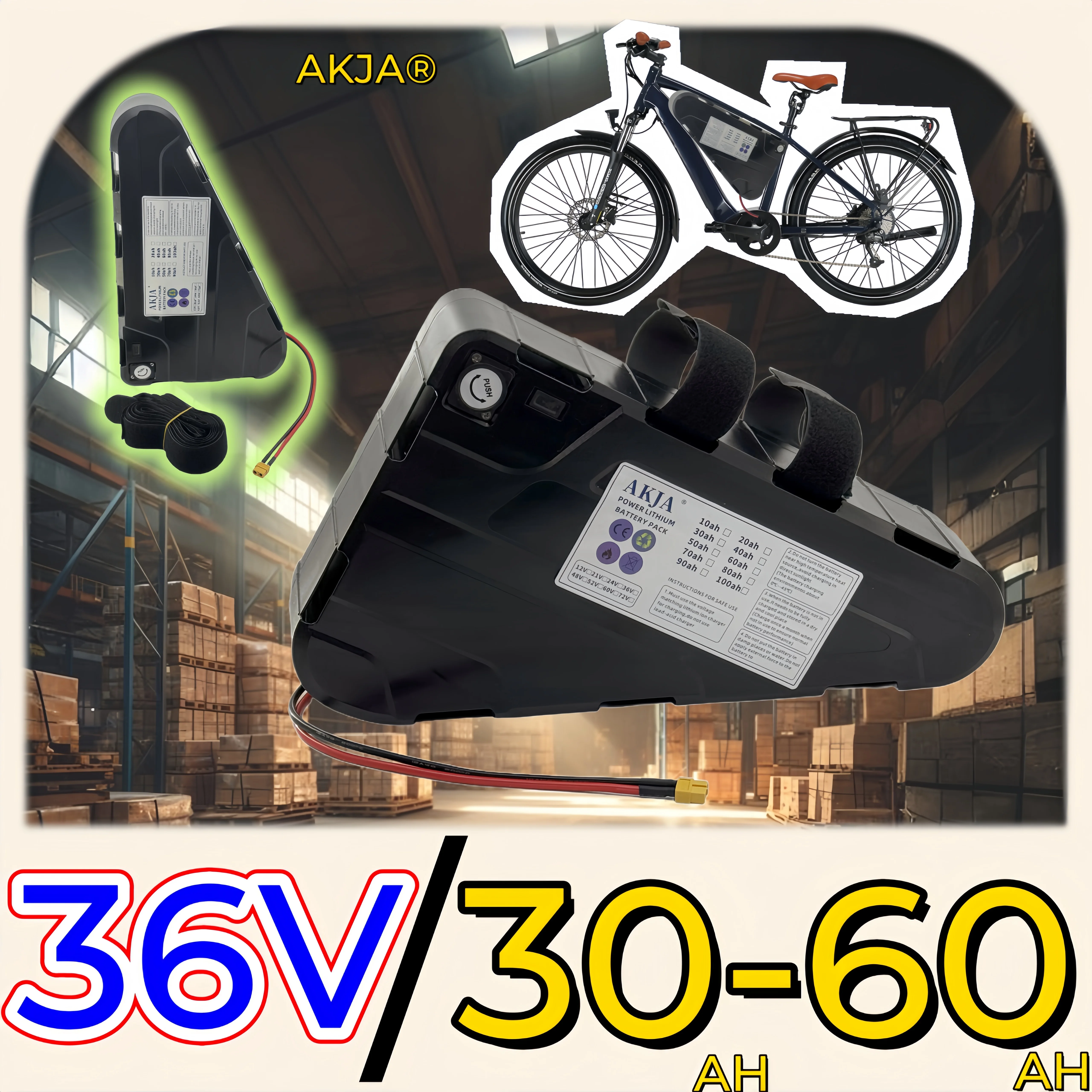 Air fast transportation High Capacity 36V60AH Waterproof Hard Case Strong power battery pack 350W500W750W1000W triangle battery
Air fast transportation High Capacity 36V60AH Waterproof Hard Case Strong power battery pack 350W500W750W1000W triangle battery