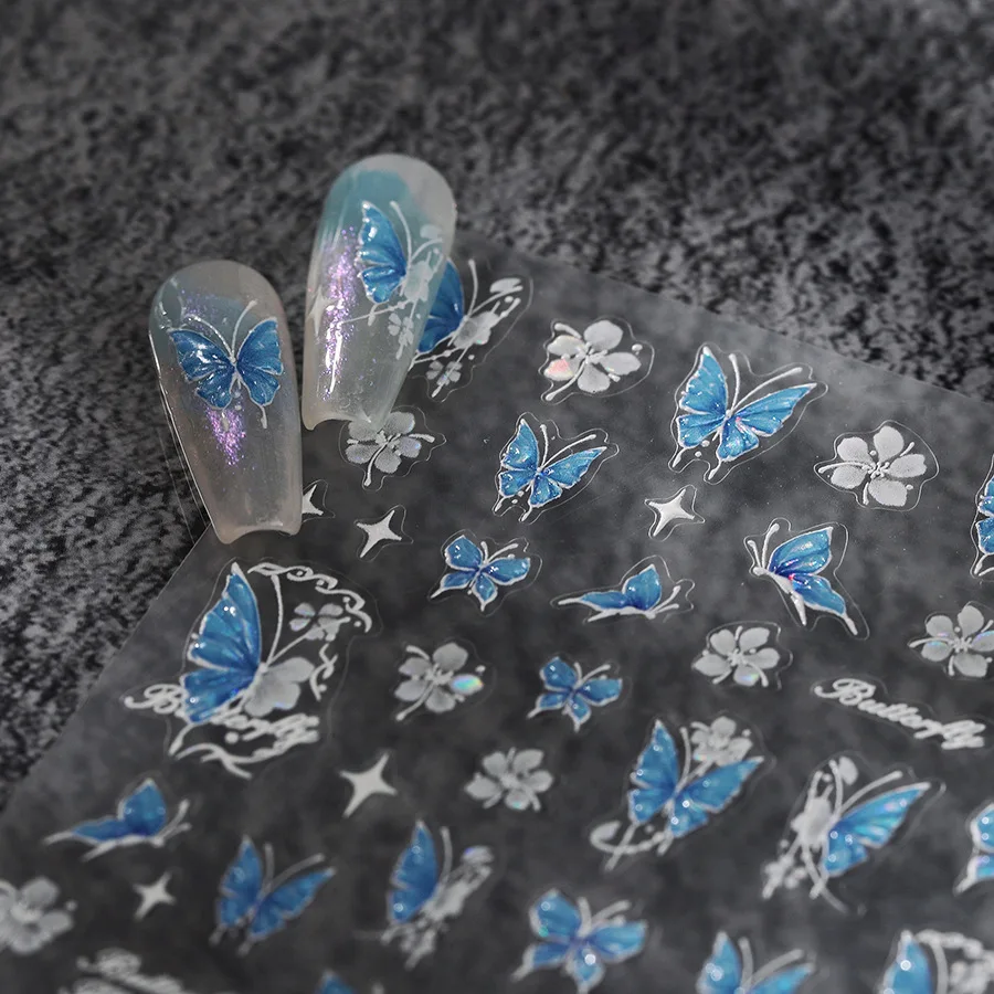 Jelly Lake Blue Butterfly White Flowers 5D Relief Glossy Self Adhesive Nail Art Stickers Decals Decoration Manicure Accessories
Jelly Lake Blue Butterfly White Flowers 5D Relief Glossy Self Adhesive Nail Art Stickers Decals Decoration Manicure Accessories