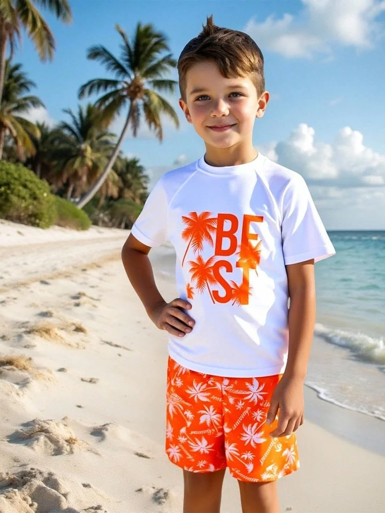 Kids Boy Swimsuit 2025 New Orange Letter Coconut Tree Short Sleeve Children Swimwear Summer Shorts Two Piece Beach Bathing Suits
Kids Boy Swimsuit 2025 New Orange Letter Coconut Tree Short Sleeve Children Swimwear Summer Shorts Two Piece Beach Bathing Suits