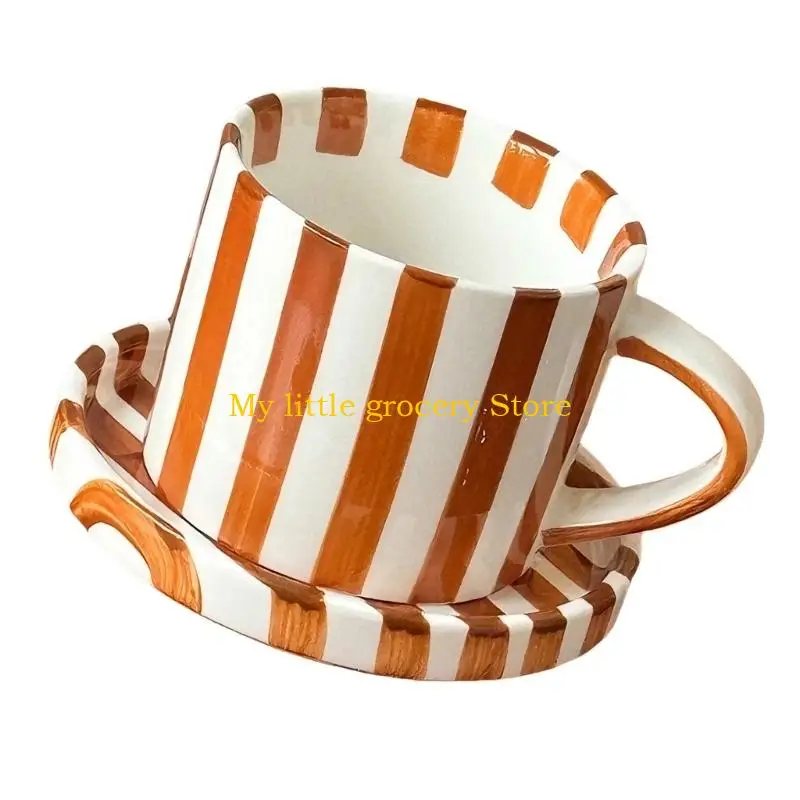 D5BD Functional Saucer Designs 5Inch Striped Ceramic Mugs Set Space Saving for Desk Use
D5BD Functional Saucer Designs 5Inch Striped Ceramic Mugs Set Space Saving for Desk Use