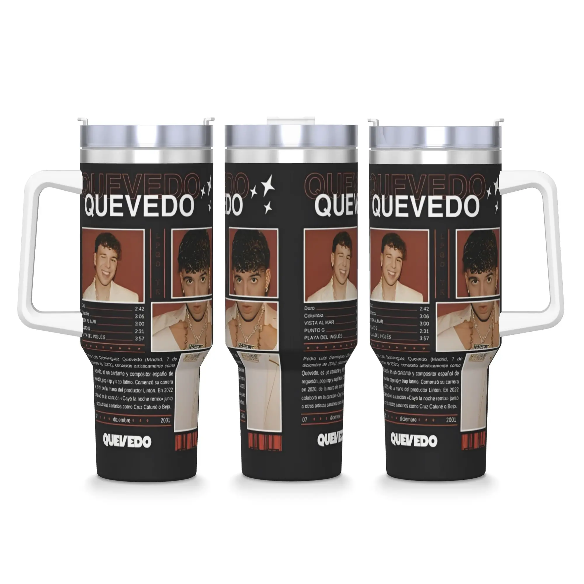 Rapper Quevedo Spanish Singer Stainless Steel Tumbler Thermal Cups With Straws and Lid Large Car Mugs Cold Drink Water Bottle
Rapper Quevedo Spanish Singer Stainless Steel Tumbler Thermal Cups With Straws and Lid Large Car Mugs Cold Drink Water Bottle