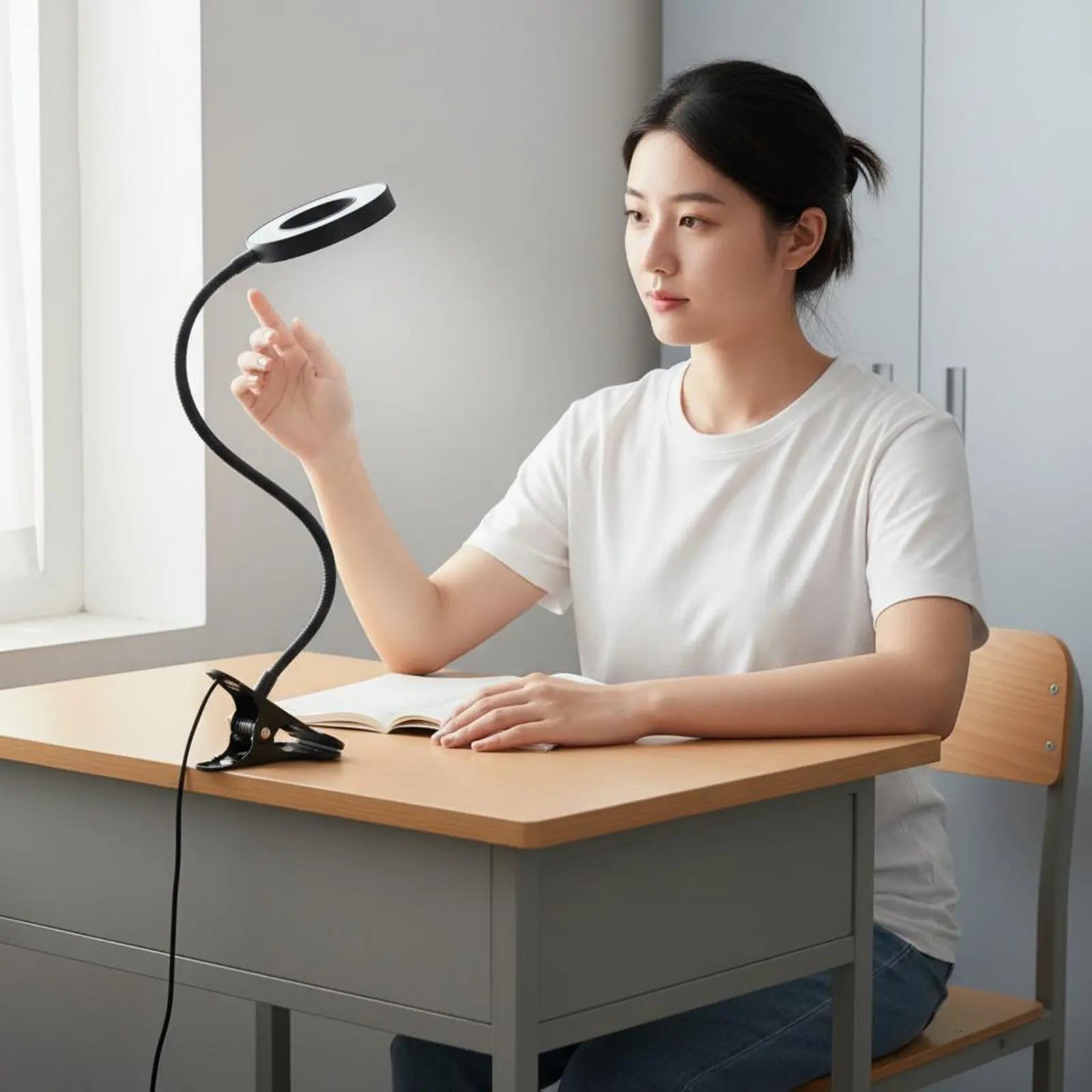 Clamp-on on Lamp 3 Color Modes Clamp-on on Desk Lamp Flexible Gooseneck Study Lamp Dimmable Gooseneck Desk Lamp Space Saving
Clamp-on on Lamp 3 Color Modes Clamp-on on Desk Lamp Flexible Gooseneck Study Lamp Dimmable Gooseneck Desk Lamp Space Saving