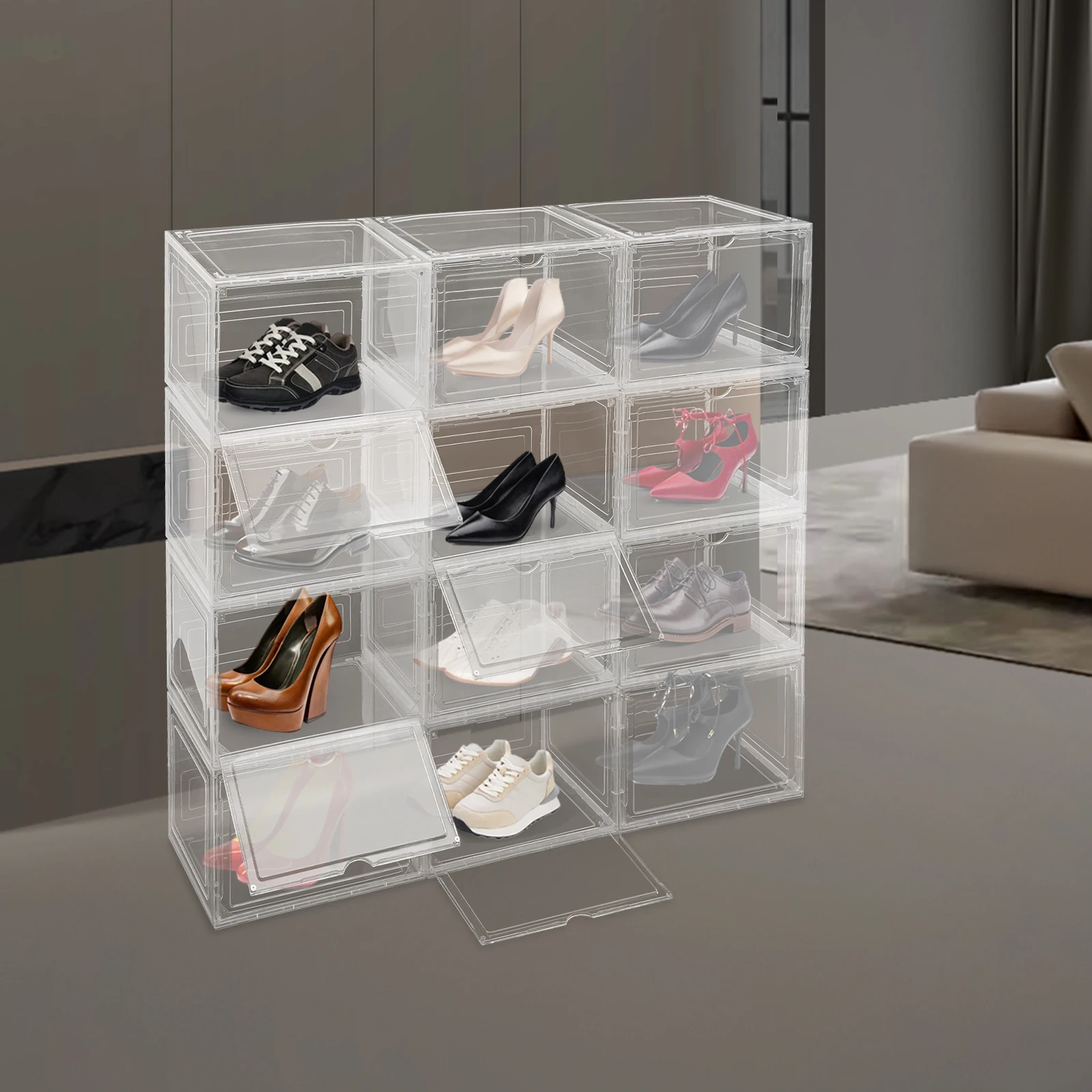 12-Pack Clear Stackable Shoe Boxes Transparent Shoe Organizers Space-Saving Storage Shoes Box Dustproof Shoe Organizer Box
12-Pack Clear Stackable Shoe Boxes Transparent Shoe Organizers Space-Saving Storage Shoes Box Dustproof Shoe Organizer Box