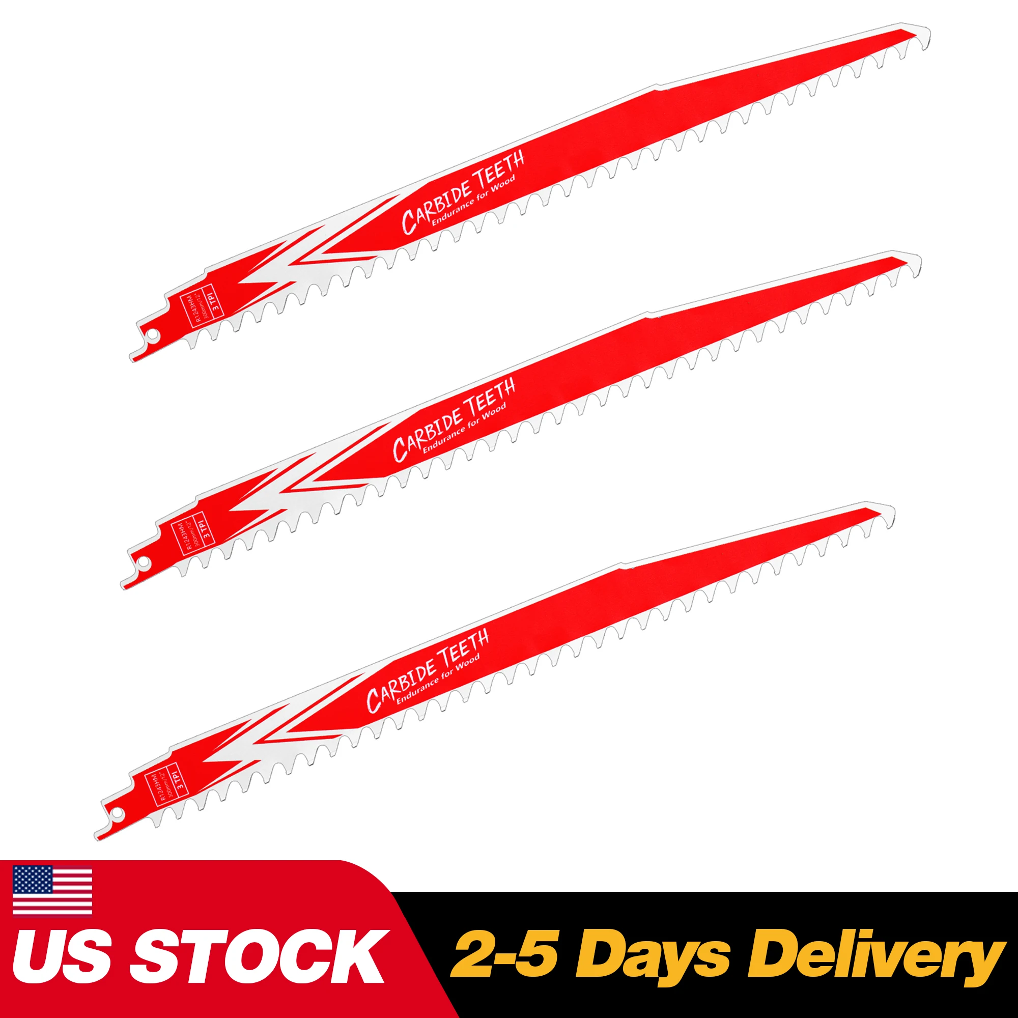 EZARC 3Pcs 12-Inch Carbide Reciprocating Saw Blades Endurance Sabre Saw Blade Set 3TPI for Wood and Wood Nails Clean Cutting
EZARC 3Pcs 12-Inch Carbide Reciprocating Saw Blades Endurance Sabre Saw Blade Set 3TPI for Wood and Wood Nails Clean Cutting