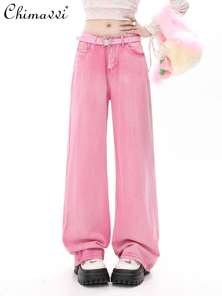 American Style Sweet Pink Jeans for Women 2023 Autumn New Fashion Wide Leg Pants High Waist Slim-fit Loose Straight Trousers
American Style Sweet Pink Jeans for Women 2023 Autumn New Fashion Wide Leg Pants High Waist Slim-fit Loose Straight Trousers
