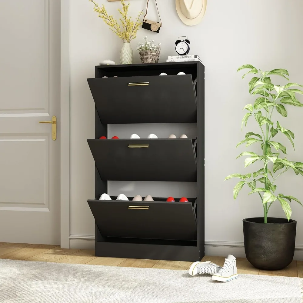 Ultra Thin Narrow Shoe Cabinet with 3 Flip Drawers, Wooden Hidden Shoe Cabinet, Independent Shoe Cabinet for Hallway, Bedroom
Ultra Thin Narrow Shoe Cabinet with 3 Flip Drawers, Wooden Hidden Shoe Cabinet, Independent Shoe Cabinet for Hallway, Bedroom