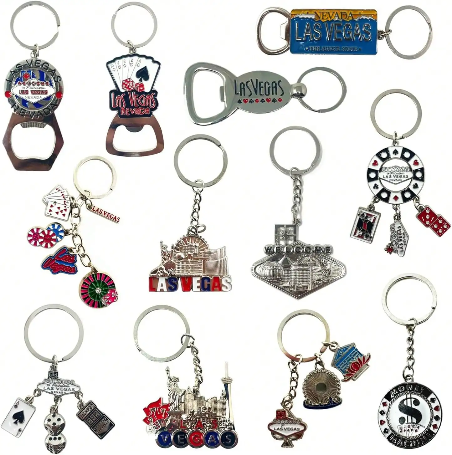 12 Pcs Las Vegas Keychain Metal Ring, 4 Bottle Openers, Poker Chip, Nevada License Plate, Casino, Dice, Slot Machine, Good Luck Charm For Gambling, Las Vegas Key Chain Souvenir, Gifts, BundleChristmas
12 Pcs Las Vegas Keychain Metal Ring, 4 Bottle Openers, Poker Chip, Nevada License Plate, Casino, Dice, Slot Machine, Good Luck Charm For Gambling, Las Vegas Key Chain Souvenir, Gifts, BundleChristmas