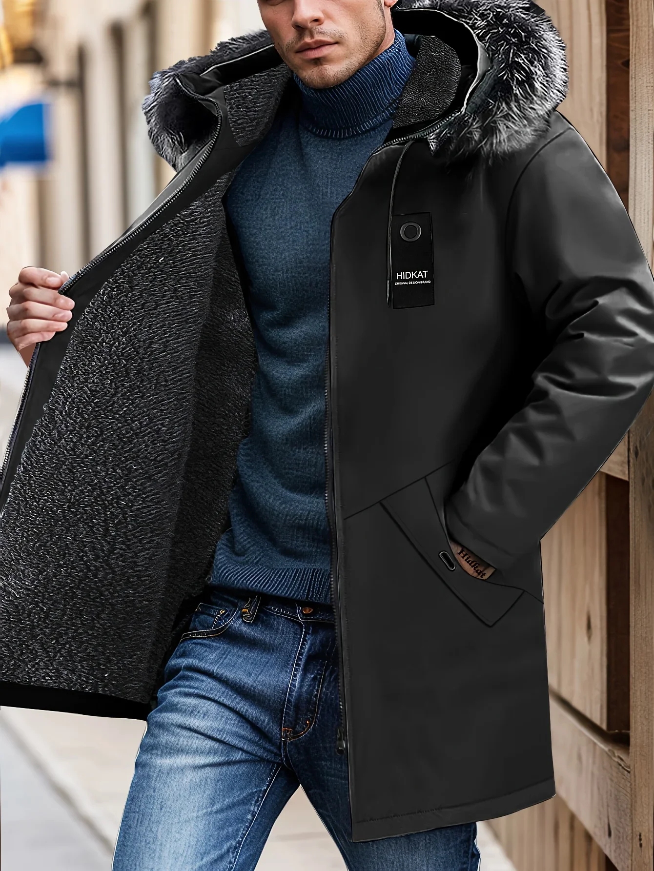 Winter Windproof Men's Faux Jacket Casual Polyester Coat Hood Zip-Up Front Long Sleeves & Pockets Winter Clothes
Winter Windproof Men's Faux Jacket Casual Polyester Coat Hood Zip-Up Front Long Sleeves & Pockets Winter Clothes