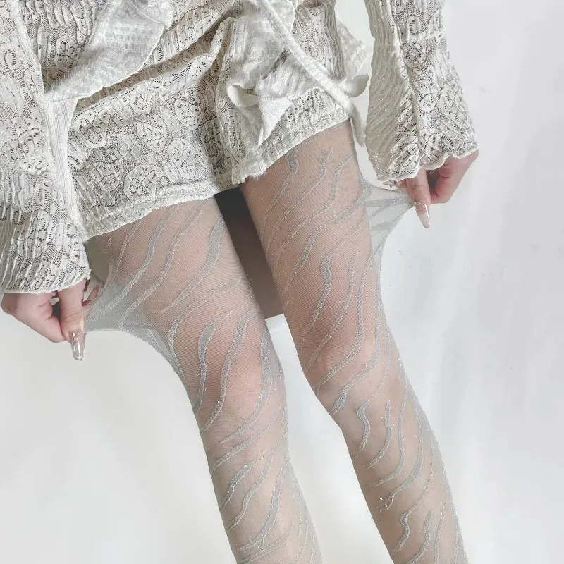 Sexy Zebra Animal Pattern Sheer Tights for Women Shiny Silver Silk Striped Pantyhose High Elastic Thigh High Stocking Leggings
Sexy Zebra Animal Pattern Sheer Tights for Women Shiny Silver Silk Striped Pantyhose High Elastic Thigh High Stocking Leggings