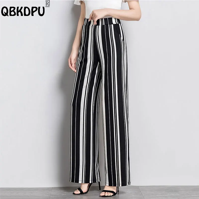 Women's Vintage Stripe Wide Leg Pants Plus Size 3XL Elastic High Waist Poplin Trousers OL Fashion Baggy Straight Pantalon Mujer
Women's Vintage Stripe Wide Leg Pants Plus Size 3XL Elastic High Waist Poplin Trousers OL Fashion Baggy Straight Pantalon Mujer