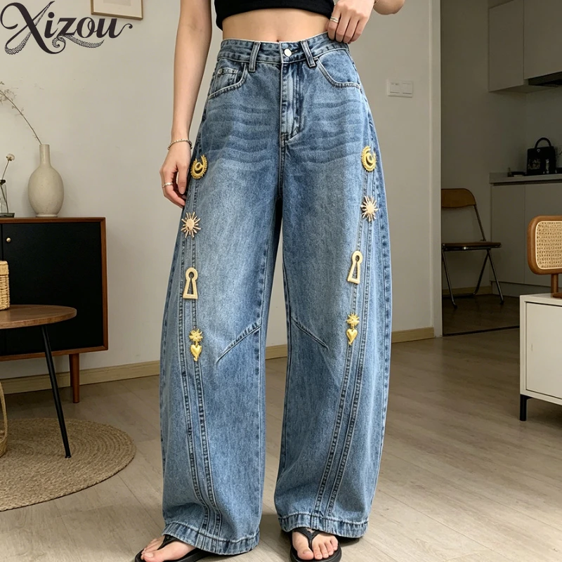 2026 Spring New Washed Denim Pants Metal Buckle Decorated Mid-Waist Wide-Leg Jeans Women Casual Versatile Long Pants Female
2026 Spring New Washed Denim Pants Metal Buckle Decorated Mid-Waist Wide-Leg Jeans Women Casual Versatile Long Pants Female