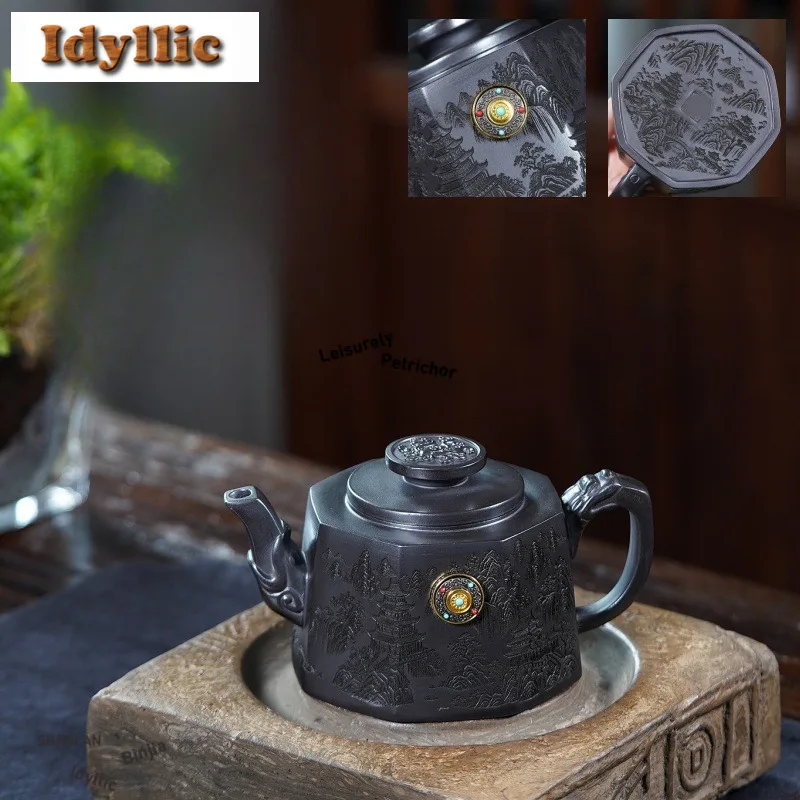 360ml Classic Yixing Purple Clay Teapots Handmade Octagon Pot Raw Ore Stone Yellow Mud Kettle With Strainer Zisha Tea Set Craft
360ml Classic Yixing Purple Clay Teapots Handmade Octagon Pot Raw Ore Stone Yellow Mud Kettle With Strainer Zisha Tea Set Craft