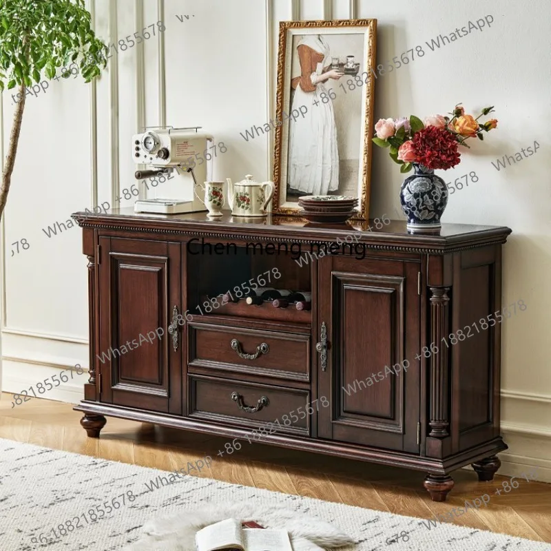 American all-solid wood dining side cabinet, retro restaurant storage, golden teak solid wood wine cabinet
American all-solid wood dining side cabinet, retro restaurant storage, golden teak solid wood wine cabinet