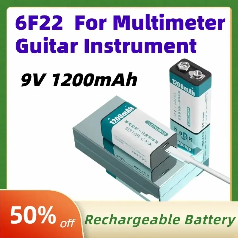 1200mAh 9V Square 6F22 Lithium-ion Rechargeable Battery USB Direct Charging for Multimeter Guitar Instrument Replaceable
1200mAh 9V Square 6F22 Lithium-ion Rechargeable Battery USB Direct Charging for Multimeter Guitar Instrument Replaceable