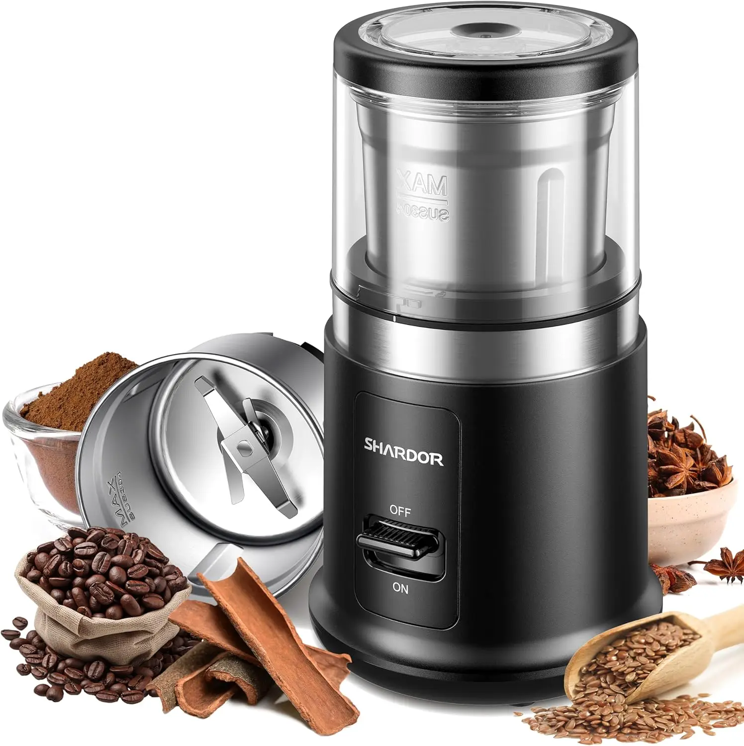 One Touch Coffee Grinder Electric, Spice, Herb, For Coffee Bean Spices and Seeds with 1 Removable Stainless Steel Bowl,
One Touch Coffee Grinder Electric, Spice, Herb, For Coffee Bean Spices and Seeds with 1 Removable Stainless Steel Bowl,