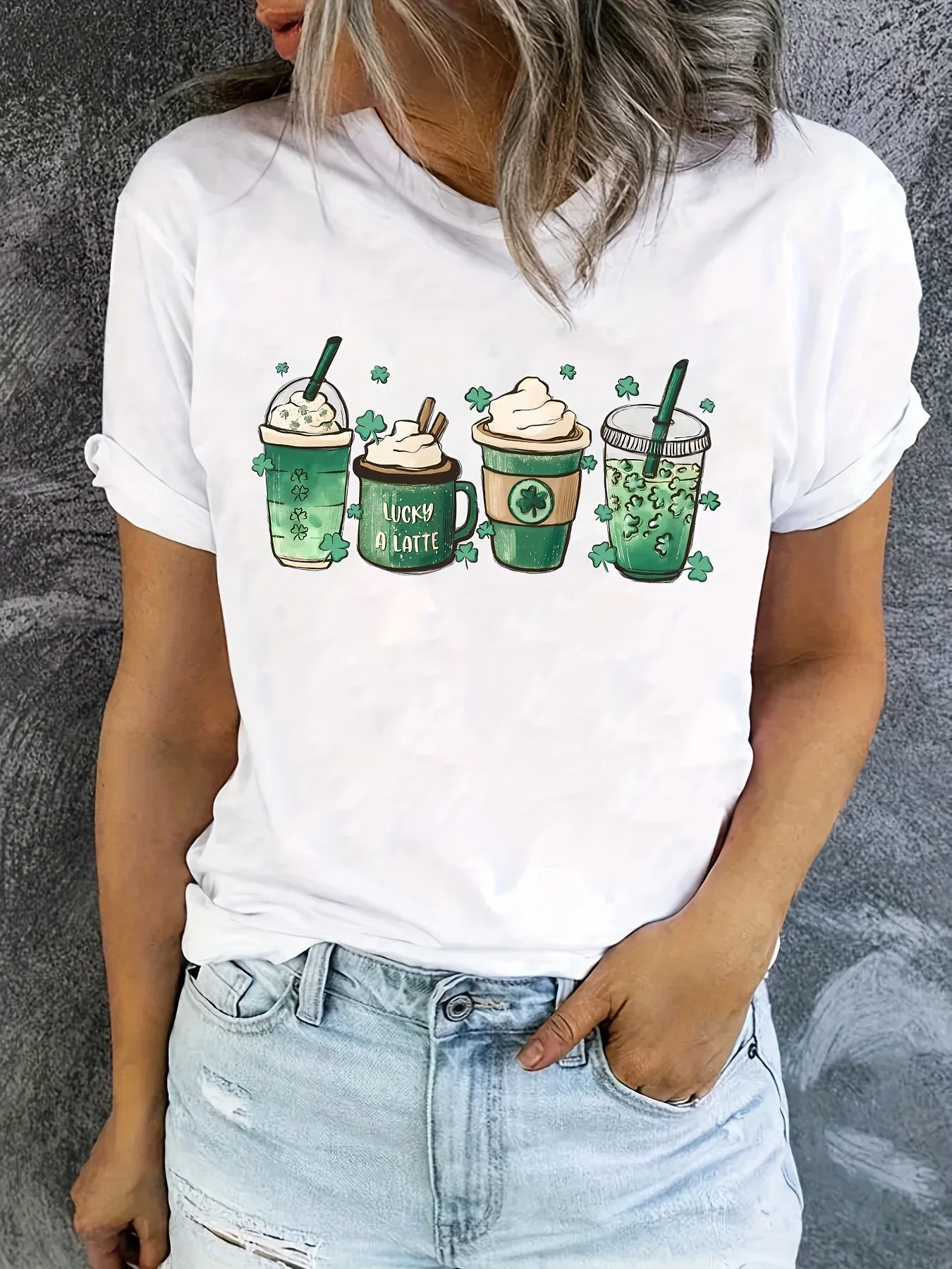 St. Patrick's Day Coffee Graphic Print T-shirt - Women's Short Sleeve Casual Top for Summer & Spring
St. Patrick's Day Coffee Graphic Print T-shirt - Women's Short Sleeve Casual Top for Summer & Spring