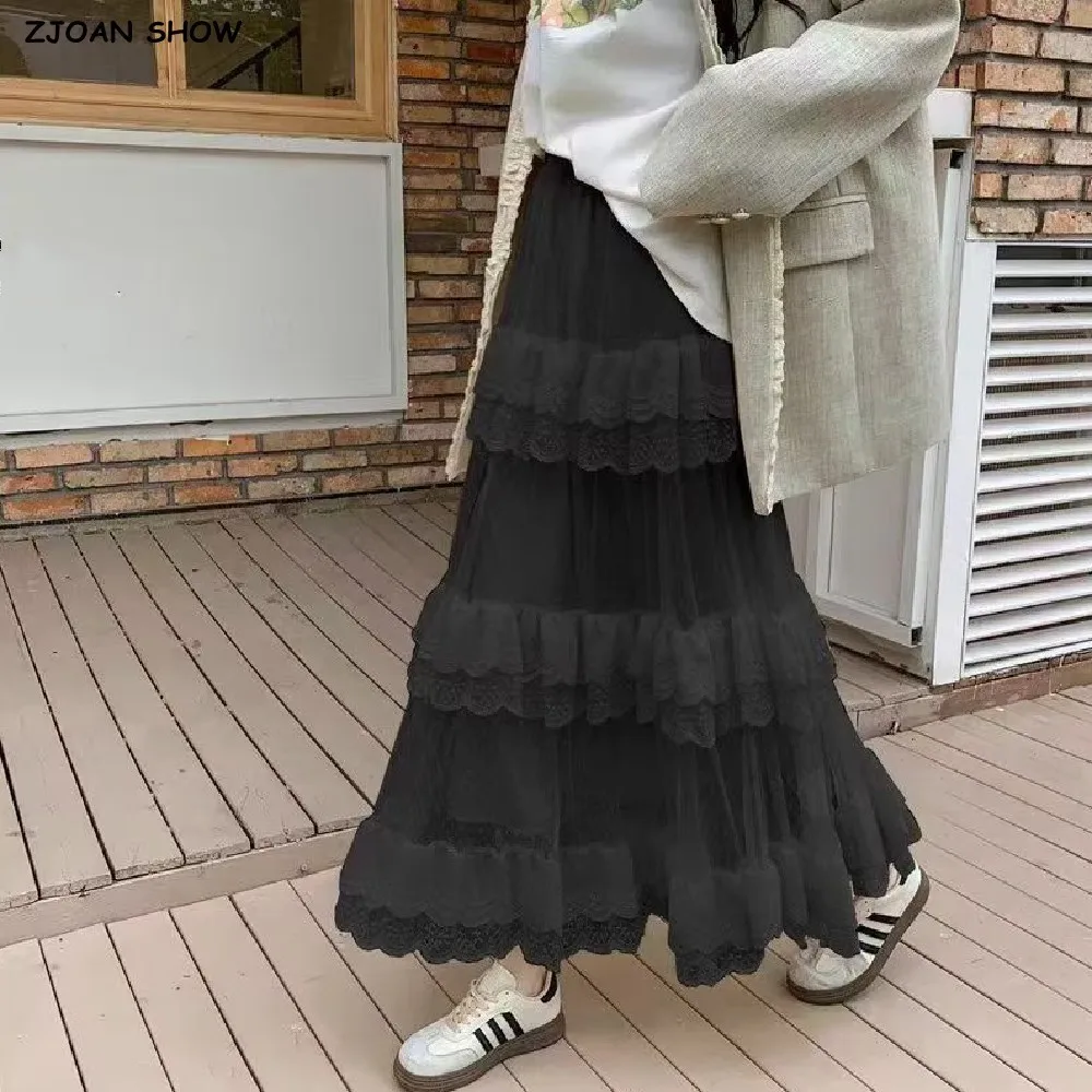 2025 Holiday White Mesh Lace Wood ears Ruffles Elastic Waist Ankle Length Long Skirt Women Swing A-lined Skirts Boho Black
2025 Holiday White Mesh Lace Wood ears Ruffles Elastic Waist Ankle Length Long Skirt Women Swing A-lined Skirts Boho Black