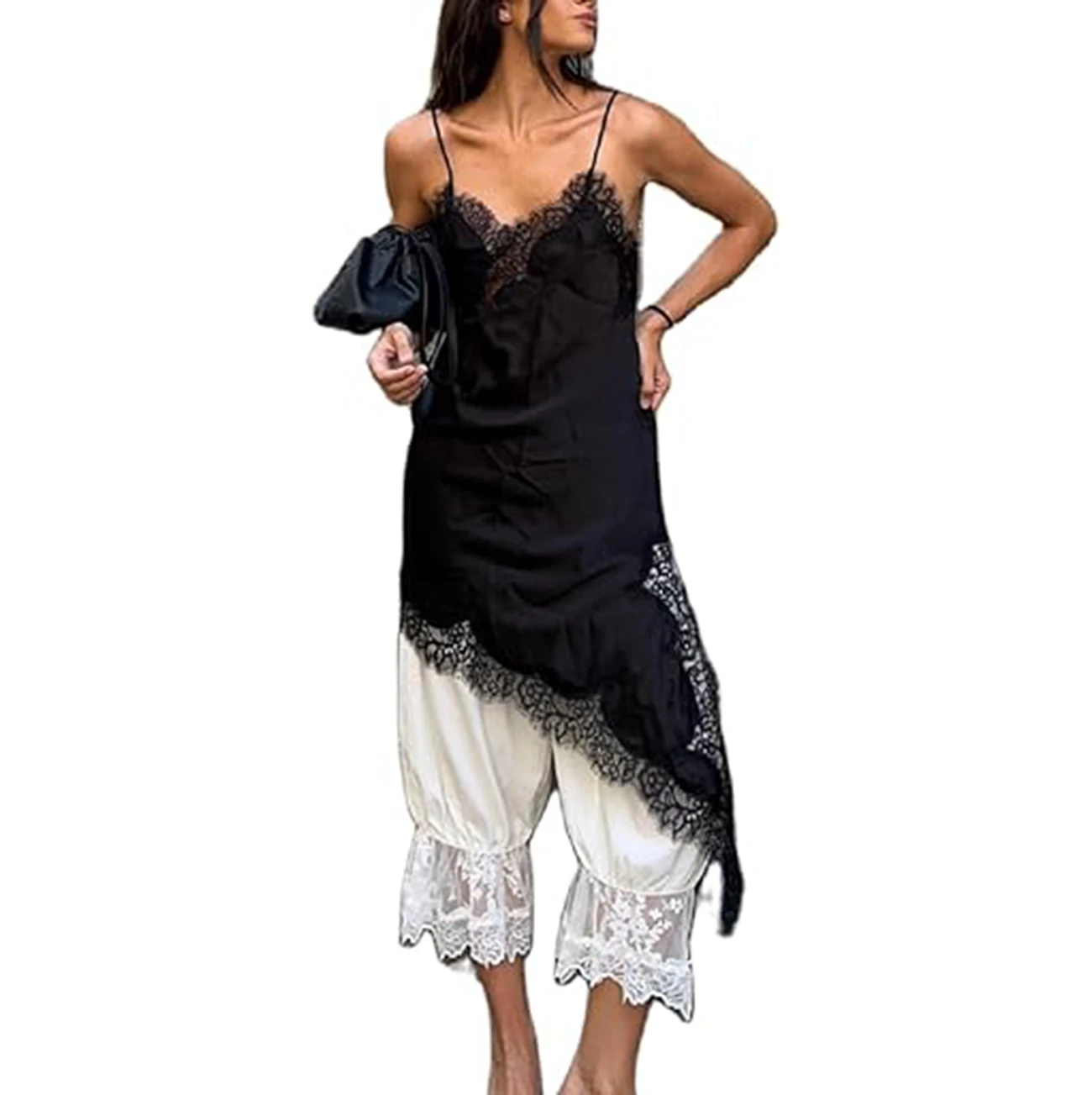 Women's Satin Slip Dress with Lace Trim Asymmetrical Hem Sexy Lace Mini Dress Spaghetti Strap Silk Cami Top
Women's Satin Slip Dress with Lace Trim Asymmetrical Hem Sexy Lace Mini Dress Spaghetti Strap Silk Cami Top